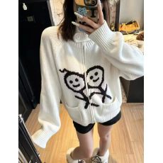 批发火柴人系列针织<b class='q'>开衫</b>毛衣外套女短款拉链衫小众上衣2026新款