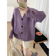 批发小香风短款杂色毛衣开衫<b class='q'>外套</b>女秋季新款v领花线针织衫上衣厚
