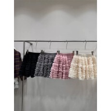 批发<b class='q'>秋</b>季纯色纱短裙时尚百搭质感防走光裙子半身裙高腰韩版A字蓬蓬裙