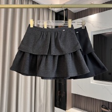 批发韩系显瘦气质金属边荷叶边设计感A字短裙女设计感秋冬呢子<b class='q'>半身裙</b>