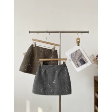 批发银河闪闪亮片高腰防走光毛呢半身裙女<b class='q'>冬</b>季新款韩版百搭a字短裙