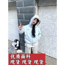 批发潮牌腊肠狗格子拼接开衫卫衣女春秋季拉链开衫宽松<b class='q'>情侣</b><b class='q'>高级</b>感外套