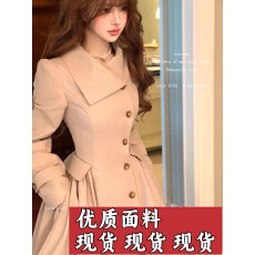 批发Lazy Didi伦敦周末 摩登主义收腰大<b class='q'>裙摆</b><b class='q'>风衣</b>中长款老钱风掐腰大衣