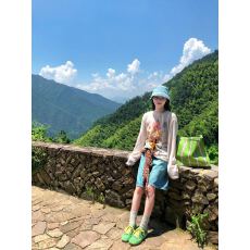 批发2025夏季新款韩系小丑印晕染水彩充满童趣上衣复古牛仔短裤两件套