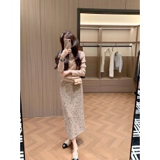 2025秋冬新款韩系小香风Polo领针织衫高腰显瘦气质半身裙两件套装