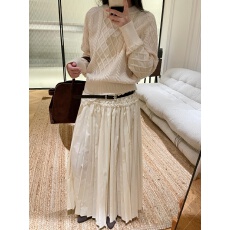 批发2026秋冬新款韩系气质白色麻花针织毛衣高腰仙女<b class='q'>百褶</b>半身裙两件套