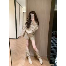 批发2025秋冬新款独特设计感上衣慵懒风复古提花针织衫毛衣<b class='q'>女</b>休闲<b class='q'>短裤</b>