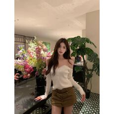 批发设计感小众<b class='q'>吊带</b>露肩短款2025新款秋季chic上衣内搭女装打底针织衫
