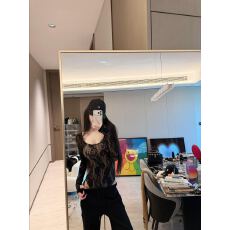 批发纯欲性感收腰显瘦长袖蕾丝连体衣女秋冬辣妹气质上衣宽松长<b class='q'>裤</b>套装