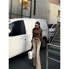 批发冬季韩系气质百搭显瘦针织衫上衣女毛毛袖<b class='q'>修身</b>毛衣高腰微喇<b class='q'>裤</b>套<b class='q'>装</b>