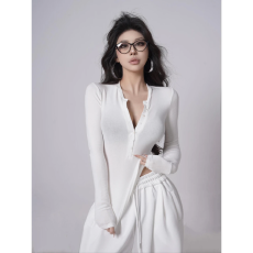 批发韩系收腰<b class='q'>修身</b><b class='q'>打底衫</b>T恤女春春季2025新款显瘦白色内搭辣妹上衣潮