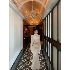 批发法式高级感斜肩无袖连衣裙女2026早春气质收腰<b class='q'>包臀</b><b class='q'>长裙</b>罩衫两件套