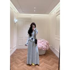 批发2026早春新款韩系V领荷叶边<b class='q'>针织</b>衫毛衣高腰显瘦半身长裙<b class='q'>套装</b>女