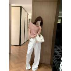 批发2026<b class='q'>春</b>夏新款韩系简约短袖针织衫老钱风透气高腰休闲长裤两件套