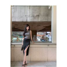批发性感修身外穿短袖上衣洋气<b class='q'>休闲</b>百搭气质显瘦开叉半身裙时尚套装