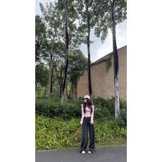 批发秋季纯欲套<b class='q'>装</b>新款气质修身长袖T恤短款上衣<b class='q'>显瘦</b>百搭灰色阔腿<b class='q'>裤</b>子