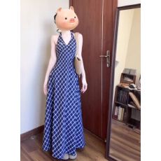 批发优质质量  格纹挂脖吊带连衣裙女夏季早初<b class='q'>春</b>今年流行漂亮收腰长裙