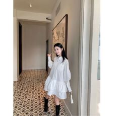 批发优质质量  花房少女蕾丝花边小众a字裙春夏长袖白色<b class='q'>衬衫</b>连衣裙子