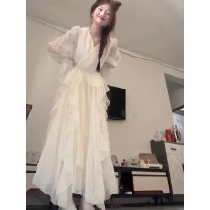 批发优质质量  初恋长裙超仙<b class='q'>甜美</b>温柔风荷叶边公主连衣裙女春夏季穿搭