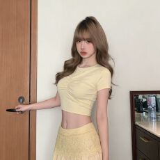 批发氛围感温柔纯欲夏季辣妹<b class='q'>套装</b>修身显瘦短上衣大摆半身长裙两件套