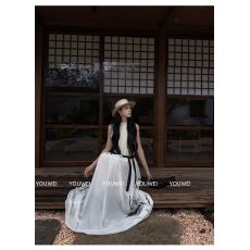 批发2026巨好看连衣裙女新款夏季新中式无袖<b class='q'>白色</b><b class='q'>背心</b>裙长裙
