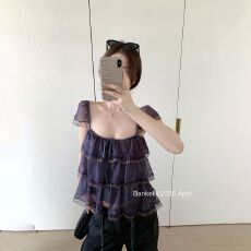 批发设计感甜美减龄方领荷叶边清新小飞<b class='q'>短袖</b><b class='q'>衬衫女</b>夏薄上衣