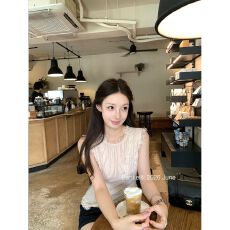 批发法式重工蕾丝拼接无袖背心女<b class='q'>夏</b>小众淑女风收腰气质上衣