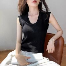 批发U领螺纹针织吊带背心女春秋<b class='q'>西装</b>内搭<b class='q'>修身</b>显瘦外穿遮副乳无袖上衣