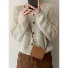 批发2025新款春秋季款针织开衫女法式慵懒风镂空毛衣<b class='q'>外套</b>上衣