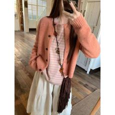 批发粉色针织开衫<b class='q'>外套</b>女春装2025年新款早春韩系穿搭别致外搭上衣<b class='q'>外套</b>