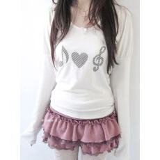 批发韩系ins风y2k音符爱心印花休闲套头显瘦长袖T恤少女春装新款上衣