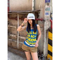 批发纯棉美式复古字母印花吊带背心女夏季街头多巴胺<b class='q'>无袖</b>上衣潮慵懒风