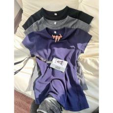 批发韩系辣妹紫色正肩短袖T恤女夏季设计感修身显瘦掐腰<b class='q'>小衫</b>短款上衣