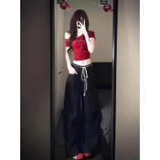 批发纯欲蓝色字母印花长袖<b class='q'>T</b><b class='q'>恤</b>女春季辣妹修身打底衫内搭短款潮