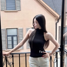 批发棉质黑色半高领无袖吊带背心女夏外穿遮副乳内搭打底坎肩工字上衣