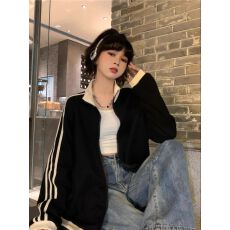 批发外贸韩版新款秋冬卫衣外套女<b class='q'>大码</b>百搭宽松拉链棒球服运动上衣T恤