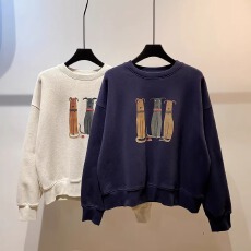 批发外贸新款宽松上衣<b class='q'>韩版</b>薄款/加绒 秋冬装加绒圆领卫衣女印花宝宝绒