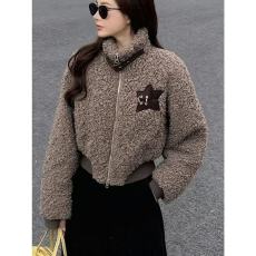 批发咖色羊羔毛短款外套女2026秋冬<b class='q'>新款</b>小个子加厚保暖毛绒夹克上衣女