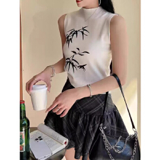 国风针织吊带背心 辣妹设计感小众别致新中式外穿无袖上衣 冰爽丝