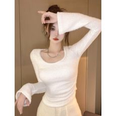 批发春秋<b class='q'>修身</b>圆领长袖t恤打底衫毛茸茸辣妹上衣女装内搭