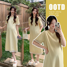 批发实拍夏装2026孕妇新款韩版温柔风显瘦遮肉气质休闲口袋设计<b class='q'>连衣裙</b>