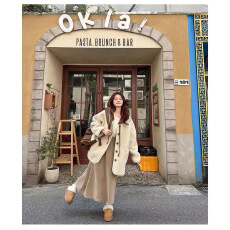 批发2025<b class='q'>孕妇装</b>羊羔毛连帽外套冬季小个子宽松中长款毛绒加厚保暖<b class='q'>上衣</b>