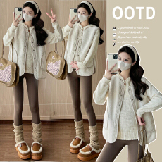 批发大货实拍<b class='q'>秋</b>冬新款日系羊羔绒灯芯绒复古孕妇马甲厚实百搭坎肩外套