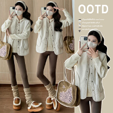 批发大货实拍<b class='q'>秋</b>冬新款日系羊羔绒灯芯绒复古孕妇马甲厚实百搭坎肩外套