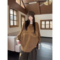 批发2026复古麻花编织针织毛衣秋冬款宽松<b class='q'>休闲</b>显瘦孕妇外穿百搭上衣