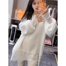 批发2026年秋<b class='q'>冬</b>新款中长款拼接花边蕾丝打底衫孕妇装韩系宽松百搭上衣