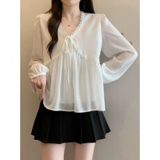 批发2026春秋季新款孕妇装长袖<b class='q'>V领</b>蕾丝花边显瘦洋气上衣遮肚子潮妈