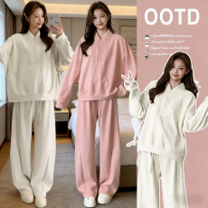 批发实拍2025<b class='q'>孕妇装</b>秋冬新款高级感卫衣两件套秋冬季孕妈法式穿搭上衣