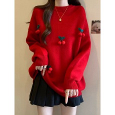 批发2026新款宽松绝美慵懒风时尚洋气针织红色圣诞孕妇装秋冬季打底衫