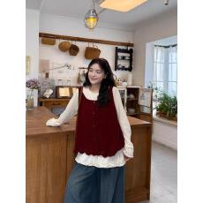 2026新款日系甜美花边上衣针织衫马甲毛衣可爱减龄遮肚子孕妇套装